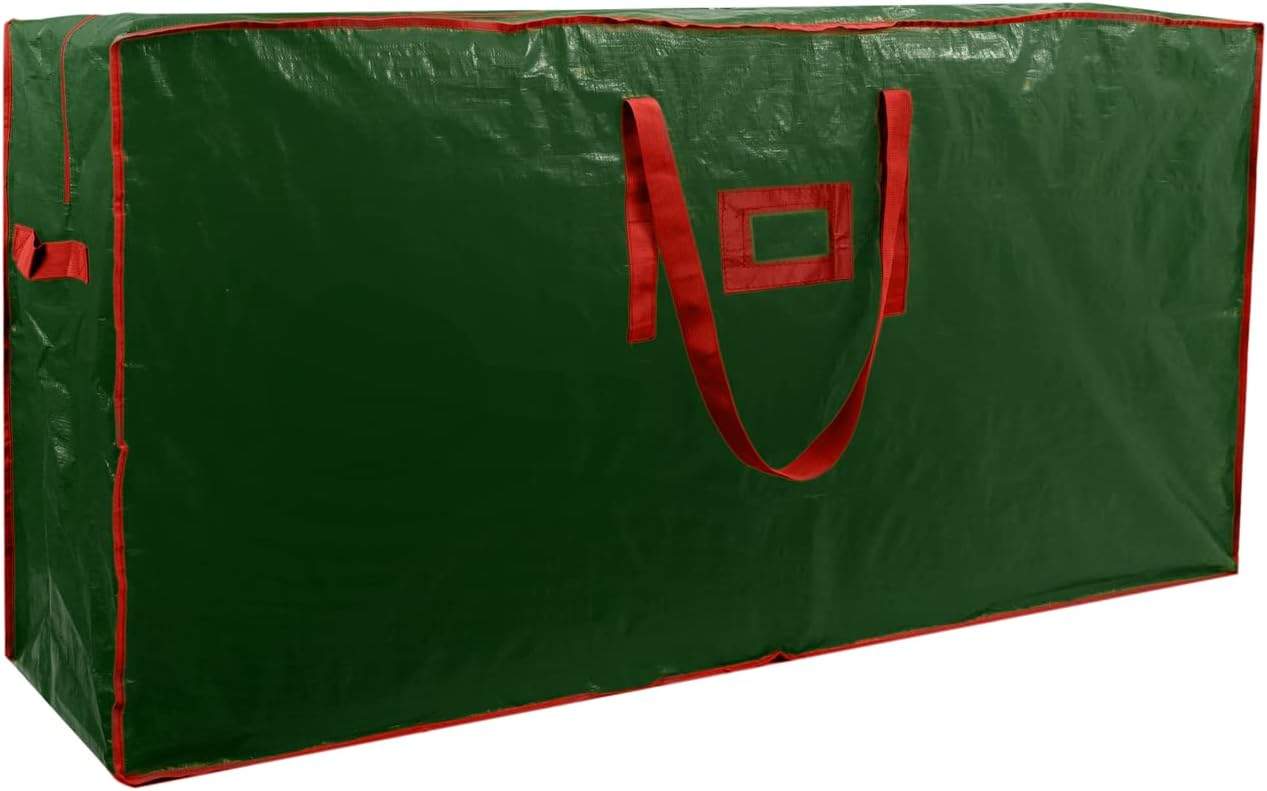 TREE STORAGE BAG Christmas Tree Storage Bag Fits Up to 7.5 Ft Tall Disassembled Tree 45 X 15 X 20 INCH Holiday Tree Storage Case Waterproof Material Protects from Dust Christmas Storage Container with Handles and Sleek Zipper (7.5 FT, Green)…