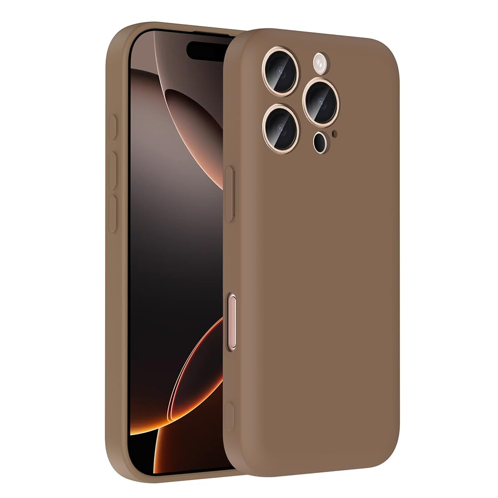 Zore Apple ile uyumlu iPhone 16 Pro Max Kılıf Kamera Korumalı Kartlık Hazneli Zore Vitra Kapak Kahverengi