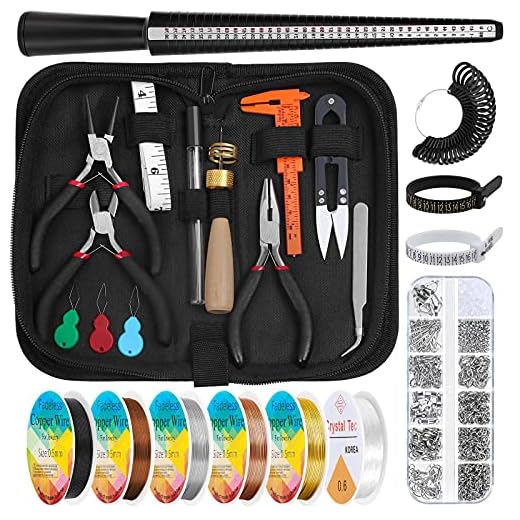Jewelry Wire Wrapping Jewelry Making Supplies Kit, Audab Ring Sizer Measuring Tools Kit with Jewelry Tools, Ring Craft Wires, Jewelry and Jewelry Findings for Rings Making Jewelry Repair
