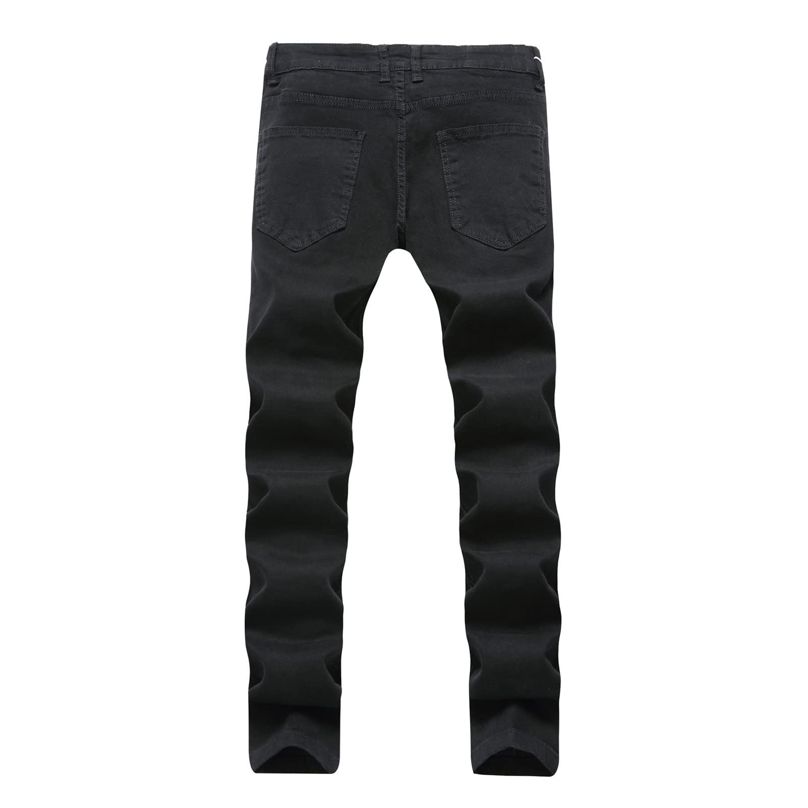 Men's Ripped Distressed Destroyed Jeans Stretch Vintage Hip Hop Jean with Holes Straight Leg Slim Fit Denim Pants (Black,38)