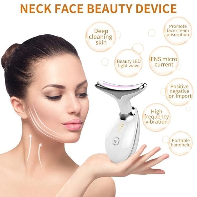 Image of Face & Neck Massager, 3 Color Lighting Modes and Vibration for Facial Massager for Skin Care Routine at Home Face Sculpting Tool, Face Beauty Device for Face & Neck Lifting Tightens (Multicolor)