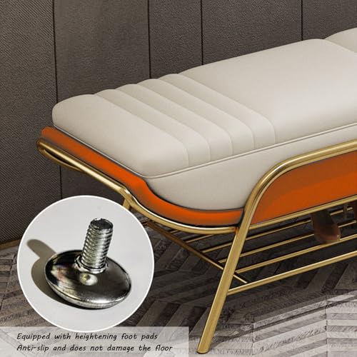 Banc à chaussures en métal robuste de 80cm de large avec assise capitonnée