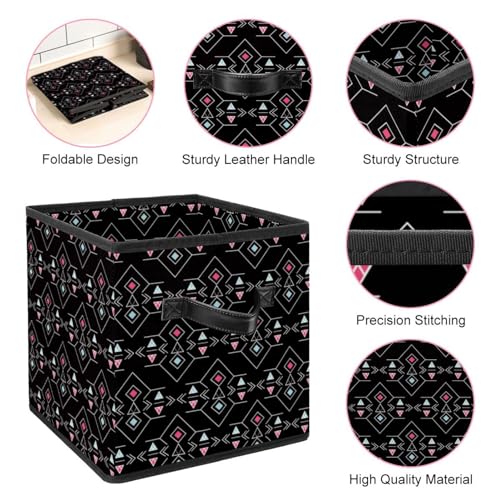 Boîte de rangement pliable cube noir géométrique pour placard - 5