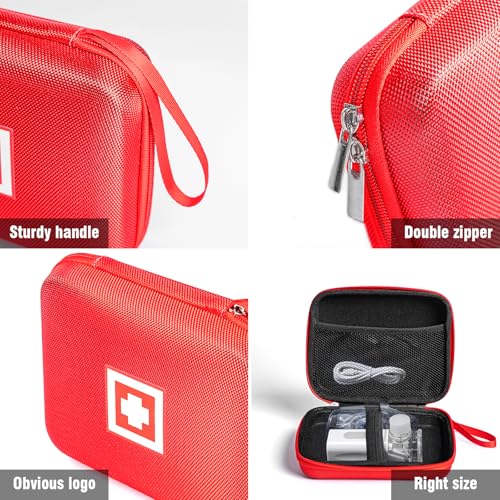 Image of Gealaek Protective Carrying Case for Portable Nebulizer, Travel Medical Bag with Hard Shell for Inhaler Spacer, Masks, Asthma Accessories Emergency Medicine Storage Bag for Kids and Adults (Red)