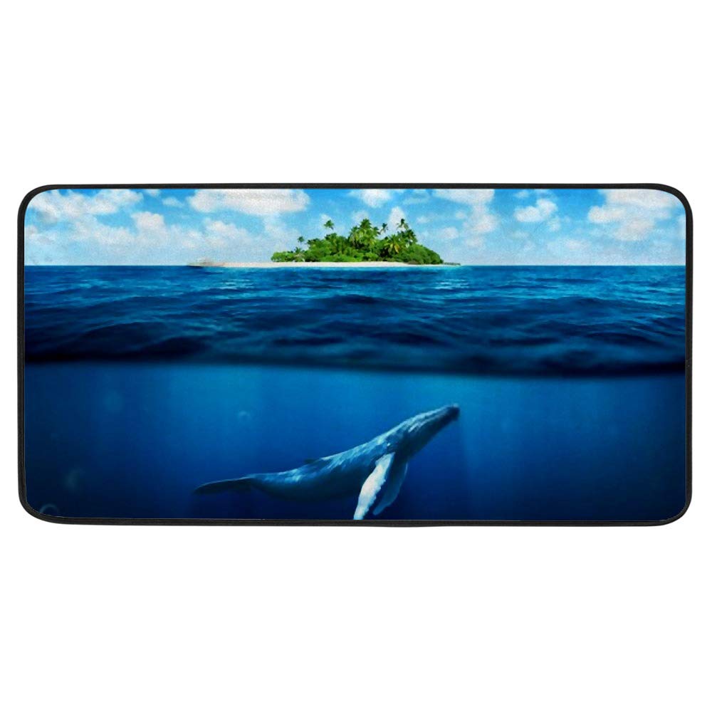 Tapis de cuisine Belle île palmiers baleine long antidérapant 50x100cm