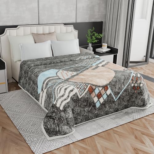 Image of Signature Special Limited Edition Super Soft Double Layered Blanket - 1100 GSM Winter Luxury - Reversible, Ultra Warm & Plush - King & Single Bed (Geometric Harmoney, Double)