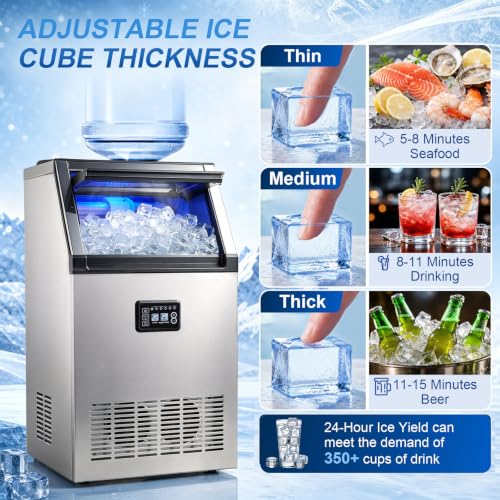 Image of 150lbs /24h Commercial Ice Maker, 30lbs Storage Bin, 2 Water Inlet