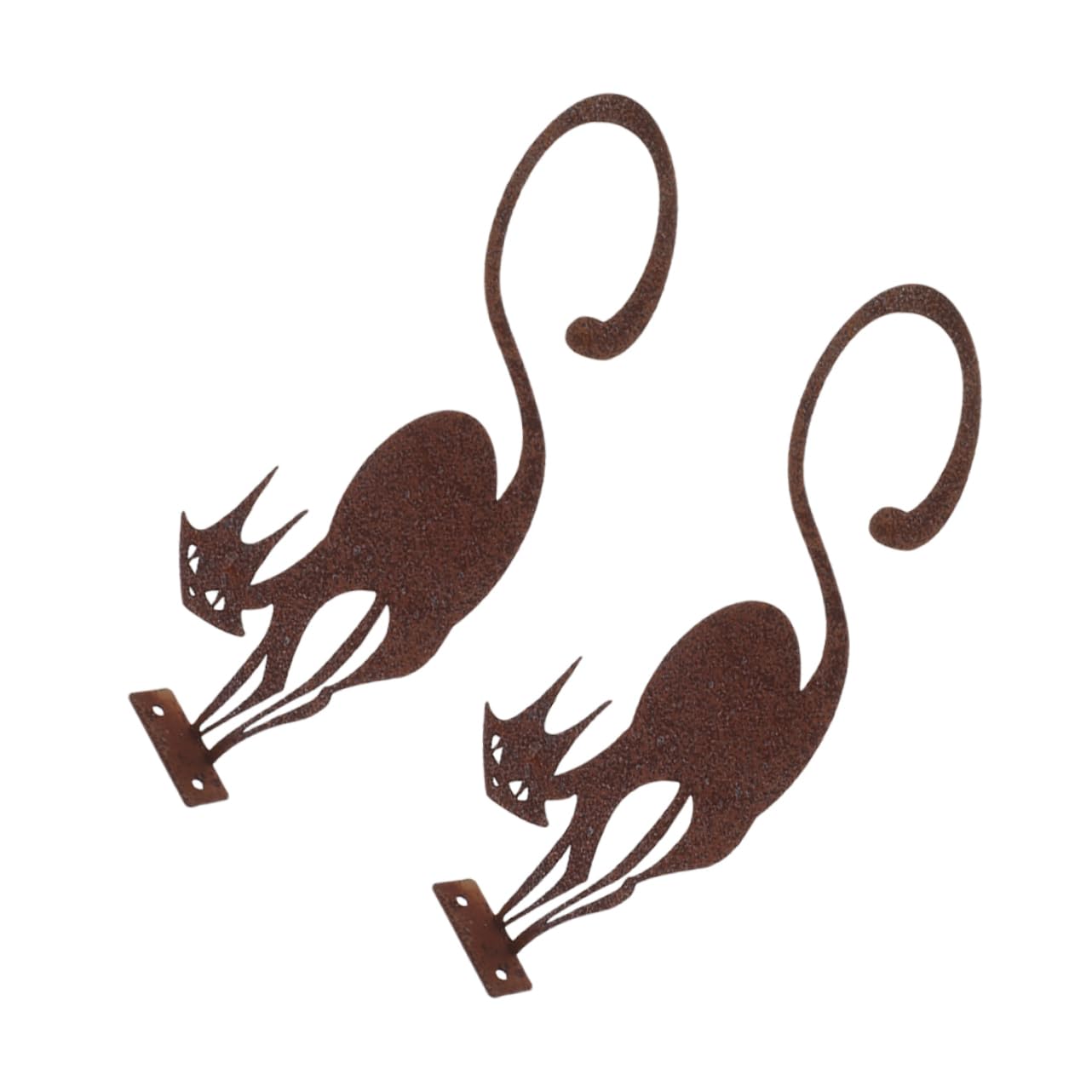 INOOMP 2 Figuras de Gato de Hierro Oxidado para Valla, Adorno de Jardín Exterior, Fácil de Instalar y Resistente, Adecuado para Patios y Jardines