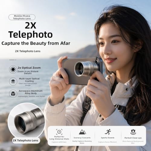 Teleobjetivo 2X para retratos y teleconvertidor sin viñeteo 2