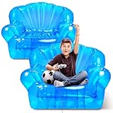 Beeveer 2 Pcs 43.3 Inch Inflatable Sofa for 4 Persons Transparent Clear Blow Chair with Air Pump Blow up Air Couch Portable Blow up Furniture Waterproof Sofa for Adults Kids Camping Beach Pool Room