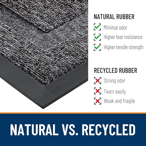 Image of OLANLY Half Circle Door Mat Indoor Outdoor Entrance Welcome, Waterproof All-Season, All-Weather Doormat, Sturdy Natural Rubber, Easy Clean Patio Porch Entryway Mat, 71x23, Black and White