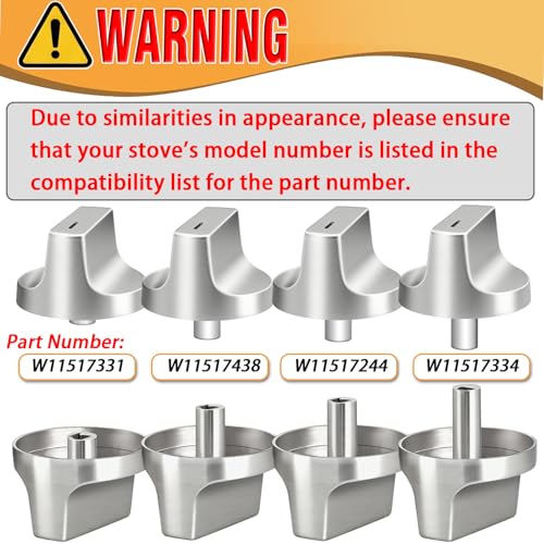 Image of 4 Pack Enhanced W11517334 for Whirlpool Gas Range Oven Knobs Replacements W10850033,W11122869 Compatible with Models WEG515S0FB0 WEG515S0FS0 WEG515S0FS2 WEG515S0FS3 WEG515S0FW0 WEG745H0FS0