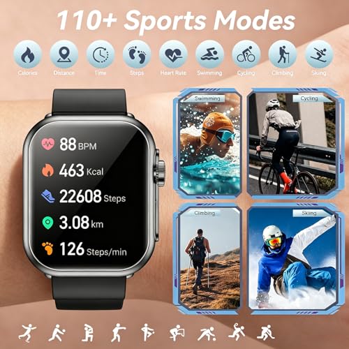 Image of Jacoosa Smart Watch with 1000mAh Large Capacity Battery, Fitness Tracker with Heart Rate Monitor, Sleep Monitor, IP67 Waterproof, Smart Notifications for iOS & Android Phones (Black)
