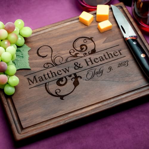 Straga Personalized Cutting Boards | Handmade Wood Engraved Charcuterie | Custom Wedding, Anniversary, Housewarming Gift for Newlyweds 206