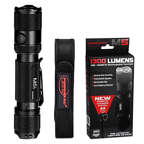 PowerTac M5 Tactical Flashlight, 1300...