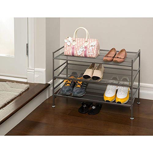 Seville Classics 2-Tier Iron Mesh Utility Shoe Rack, Silver #TOP5