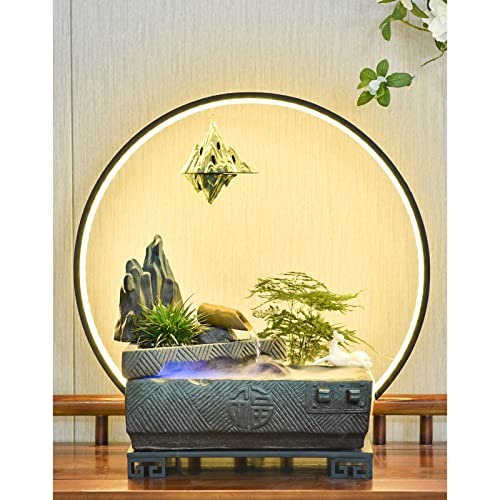 Fuente de interior de cerámica con luces LED y cascada Zen de mesa 6