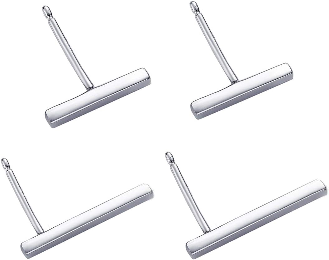 SLUYNZ 925 Sterling Silver Bar Studs Earrings Set for Women Two Pairs of Square Flat Bar Earrings Studs