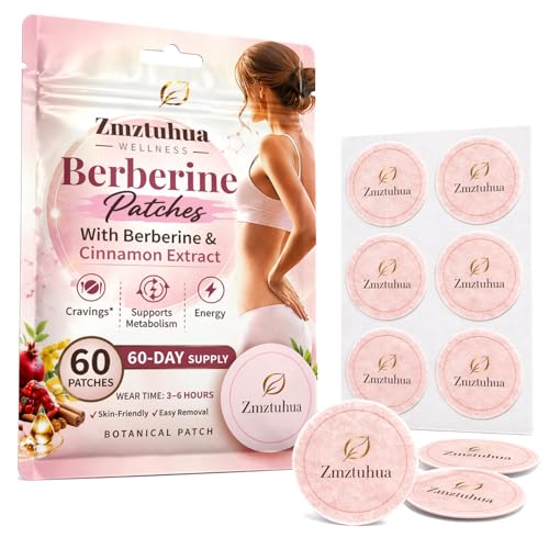 Zmztuhua Berberine Patches for Women & Men Botanical Daily Wellness Patch with Berberine L-Glutamine Cinnamon Bark & Pomegranate Extract Easy-to-Use Topical Patch 60-Day Supply