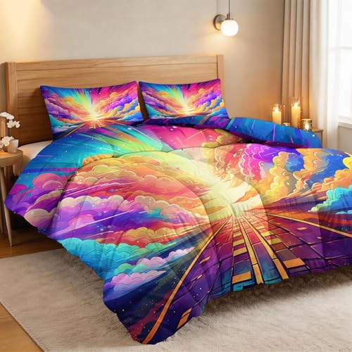 Edredón geométrico multicolor de 155x220 cm transpirable lavable 4