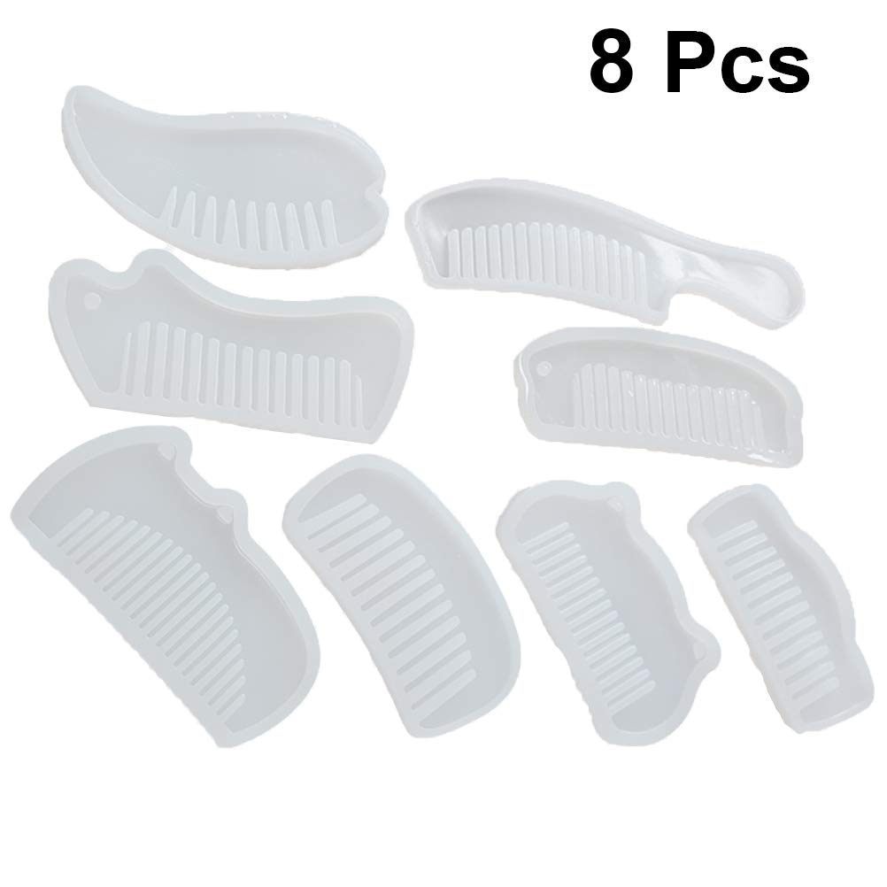 SUPVOX 8pcs Comb Silicone Making Molds Casting Molds for Resin Epoxy Combs Making and DIY Craft