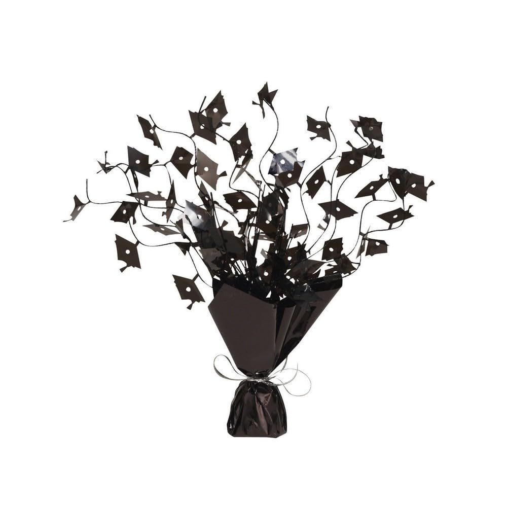 Creative Converting Black Foil Spray Mortarboard Graduation Centerpiece, 15