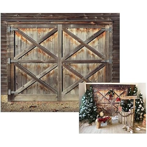 Leowefowa 7x5FT Vinyl Barn Door Backdrop Cover