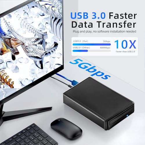 Châssis aluminium pour graveur DVD et Blu-Ray avec interface SATA vers USB 3.0 stable - 3