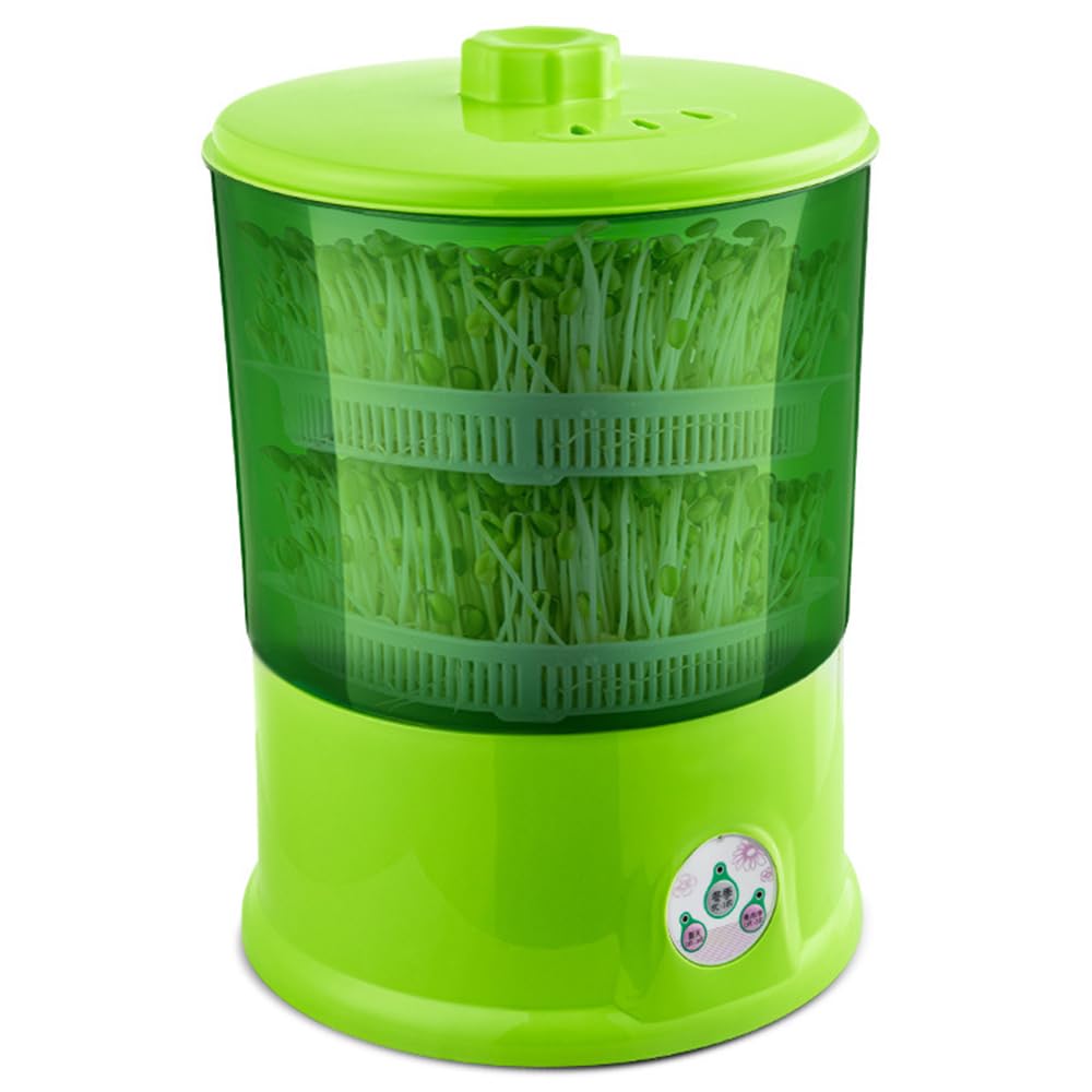 Máquina de brotes de frijol, sistema de cultivo de 2 capas con placa de presión, riego automático de 360°, modo de siembra de 4 estaciones para cultivar brotes de frijol fresco