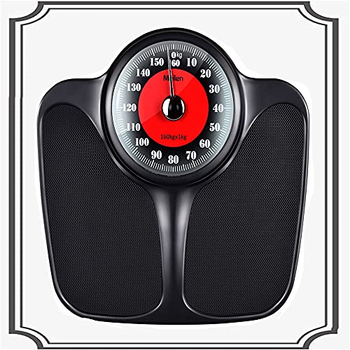 OUSIKA Báscula de Baño Mecánica 28,5 X 42,5 X 8,5 cm Balanza Retro Negra Esfera Grande con Medidas Fáciles de Leer y Plataforma Grande Balanzas