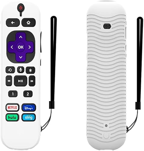 Funda de silicona de repuesto para mando a distancia Roku Voice Remote 2021, color blanco brillante Funda de silicona de repuesto para mando a distancia Roku Voice Remote 2021, color blanco brillante