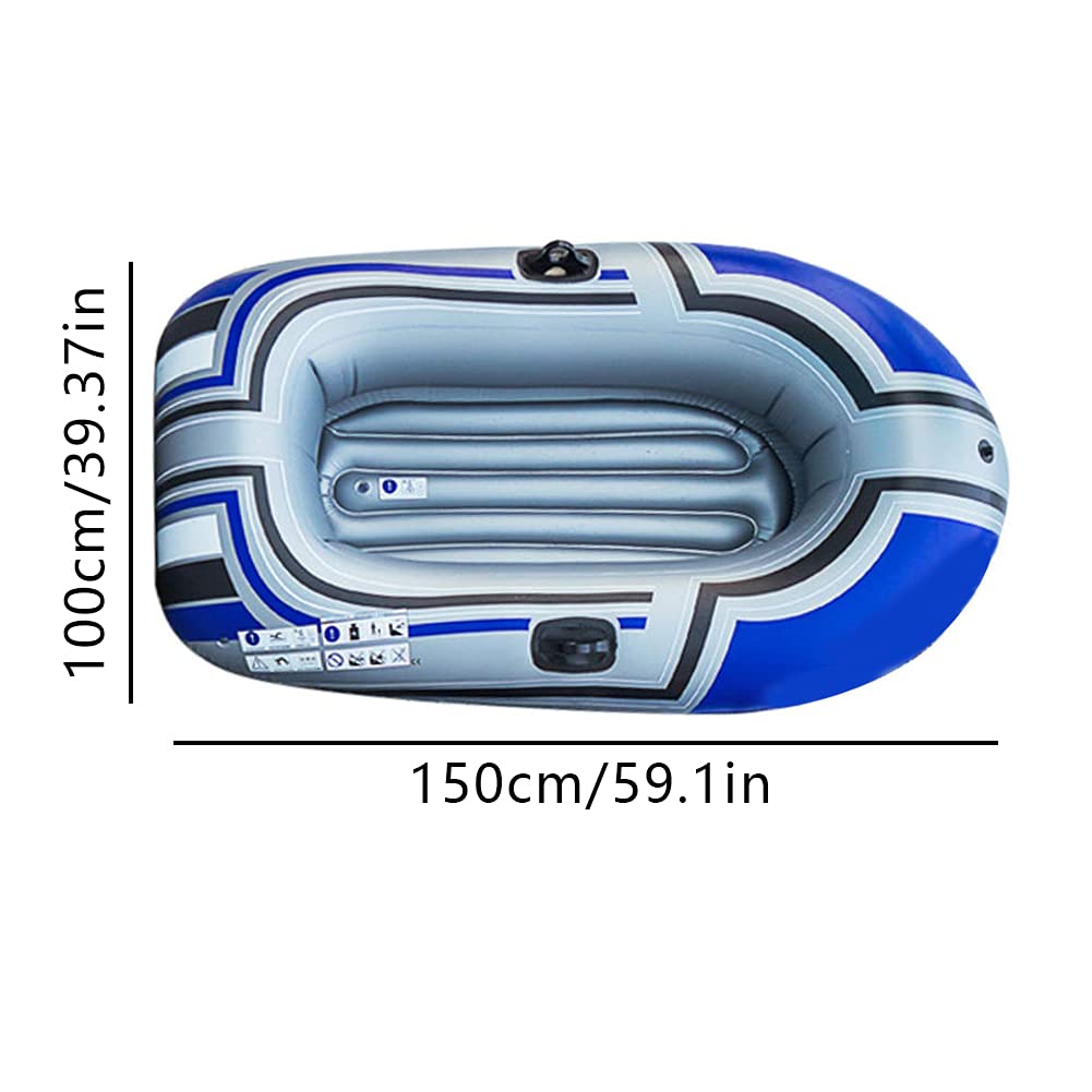 Bateau Gonflable PVC 1 Personne Portable Pliable Dur Pêche De Fond Drift Raft Kayak avec Pagaies Et Pompe (150x100cm)