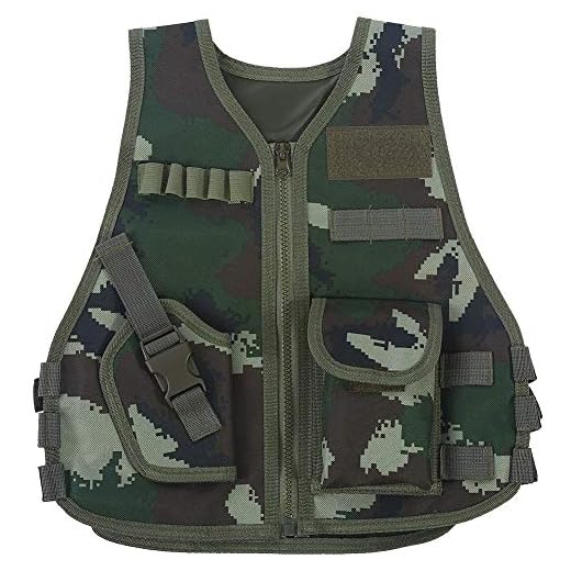 Chaleco Táctico para Niños Tipo Camuflaje Guardia de Seguridad Chalecos Entrenamiento de Combate en Campo Militar (S-Camuflaje de la Selva)