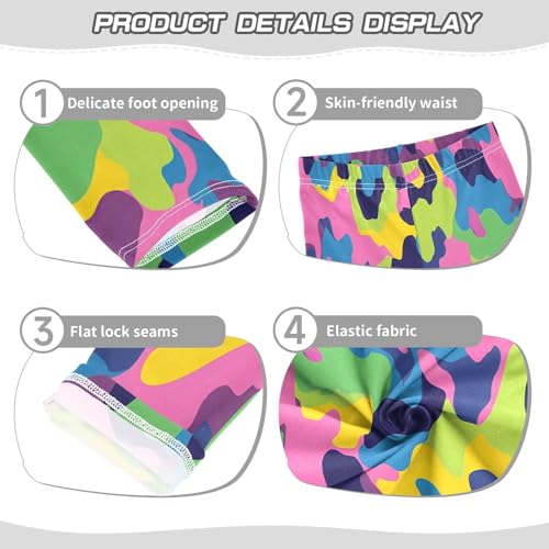 Rainbow Camouflage Girls Leggings Soft Stretch Workout Yoga Dance Pants for Kids Casual Tights3