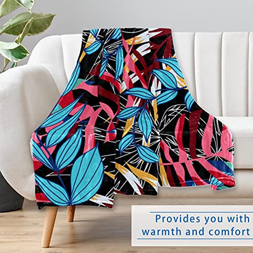 Plaid chaud feuilles tropicales : résout le froid sur canapé et lit 150x100 cm