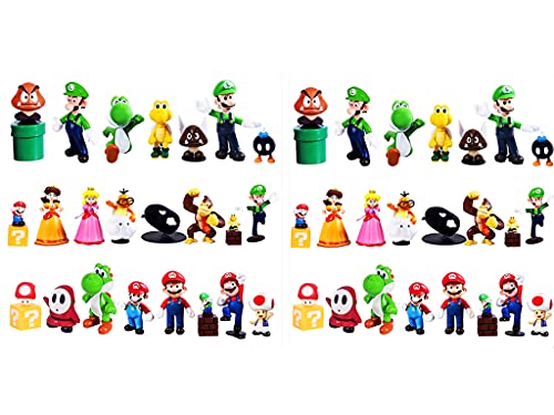46 piezas de Super Mario Brothers Luigi, Mario, Yoshi Brothers figuras de acción de juguete regalo de aliento. Decoración del hogar, decoración de mesa y regalos de cumpleaños Cover