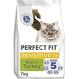 Perfect Fit Sensitive Adult 1+ Complete Dry Cat Food for Adult Cats Aged 1+ Years, Rich in Turkey, 1 Bag (7 kg)