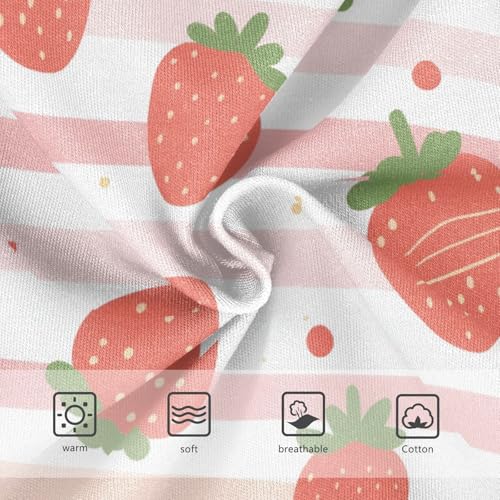 Wusikd Pink Strawberry Stripes Girls' Underwear Cotton Girls Briefs Soft Toddler Underwear 2T3