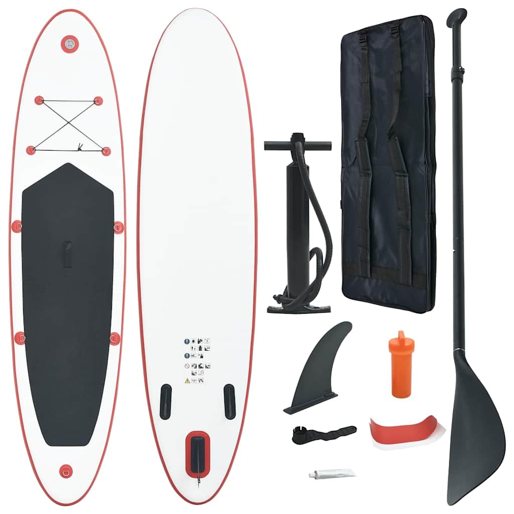 aphrophina Inflatable Stand Up Paddle Board Set with Oar and Accessories, Red and White, Durable Design for Adults