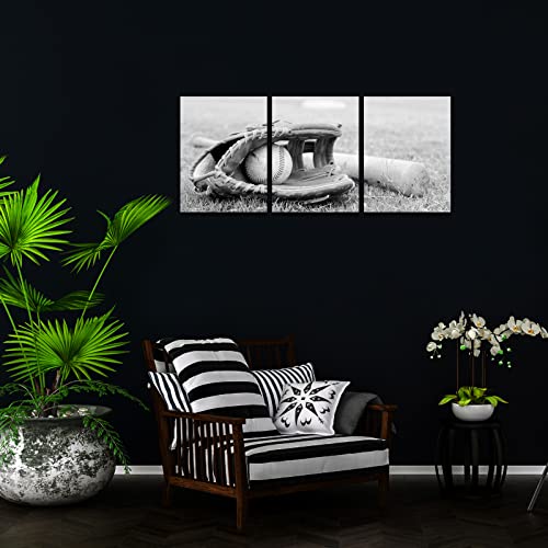 Bwspace Baseball Sports Wall Art 3 Pieces Vintage Baseball Glove Canvas Wall Art Decor For Living Room Bedroom Gym Wall Framed Ready To Hang #TOP2