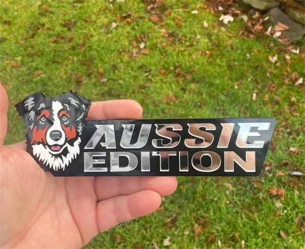 Image of Dog Edition Car Badges Laser Cutting 3D Badge Automotive Decals Stickers for Truck Rv Boat Exterior Decoration, Fun Animal Decor Car Accessories Gifts (Australian Shepherd)