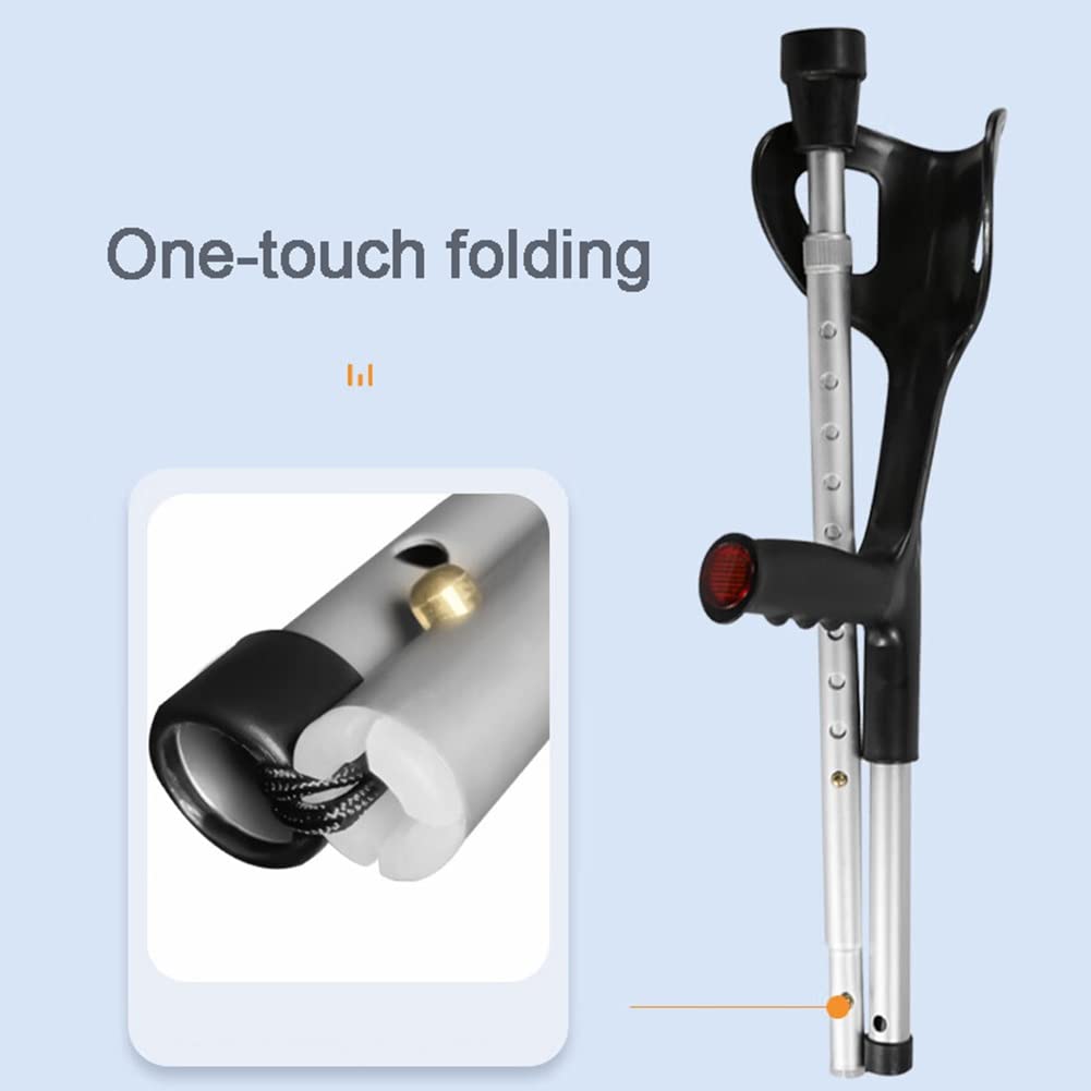 Muletas de Antebrazo para Adultos, Muletas de Aluminio Plegables para Caminar, Altura Ajustable, Puño Abierto, Empuñadura Ergonómica (Color : Silver, Size : 1 Pair)