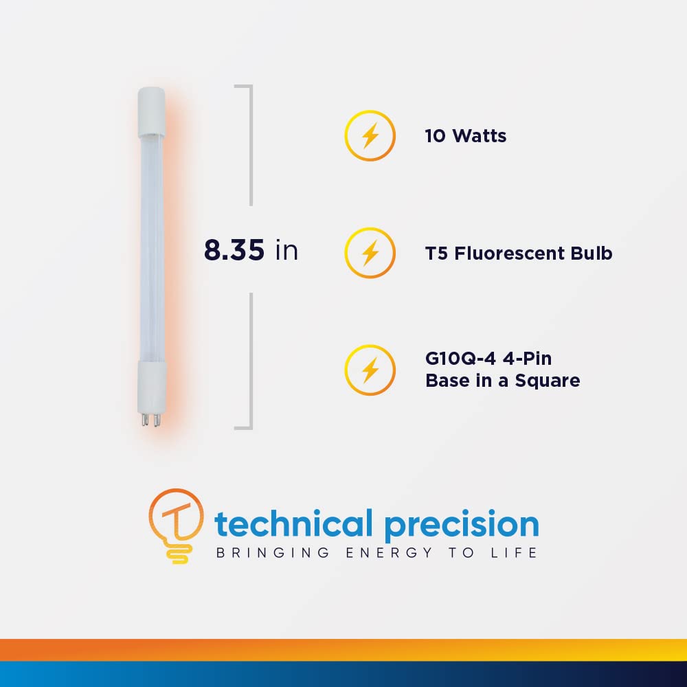 Technical Precision Replacement for Bio Zone Icezone X 20 10W UV Germicidal Light Bulb with G10Q-4 4 Pin Base - Air/Water Treatment UV Disinfectant Lamp - 1 Pack