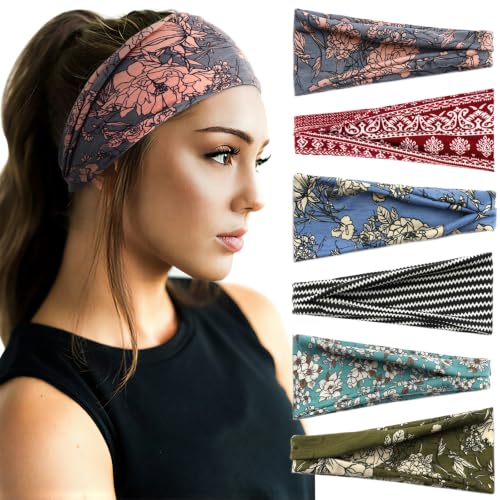 Image of DRESHOW Yoga Sports Headbands for Women Girls Elastic Non-Slip Headband Running Workout Hair Bands Accessories