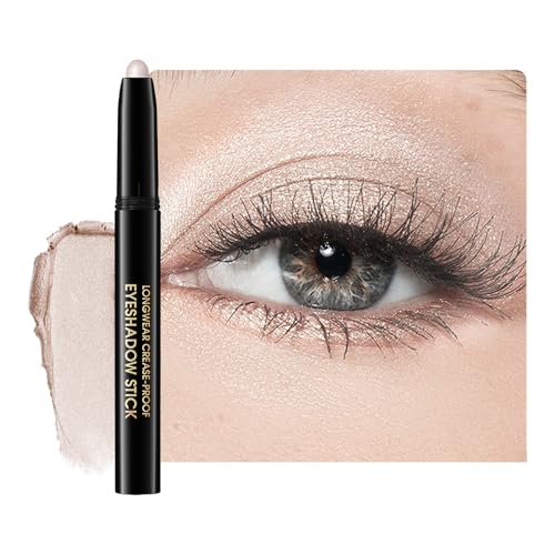 Chifure Eyeshadow Stick, Shimmer and Matte Cream Eye Shadow Brightener Sticks Eyeliner Pencil Crayon, Waterproof Long Lasting Eye Highlighter Stick Makeup,0.056 Oz(#6-Oyster)