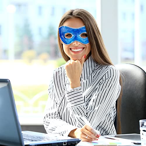 Panitay 6 Pcs Ice Gel Eye Mask Cold Eye Mask For Puffy Eyes Reusable Cooling Eye Masks With Eye Holes Cold Compress Gel Beads Eye Mask For Dark Circles, Tired Eyes, Dry Eyes, Stress Relief, Blue #TOP6