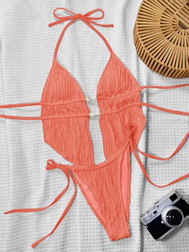 Image of RoseSeek Women's 2 Piece Boho Polka Dots Beaded Bikini Sets Sexy Swimsuits