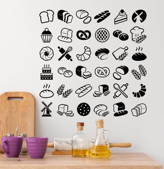 Bakery Products Candy Store Vinyl Wall Art Decal Stickers Kitchen Décor, Size: 27 X 27cm-image-45