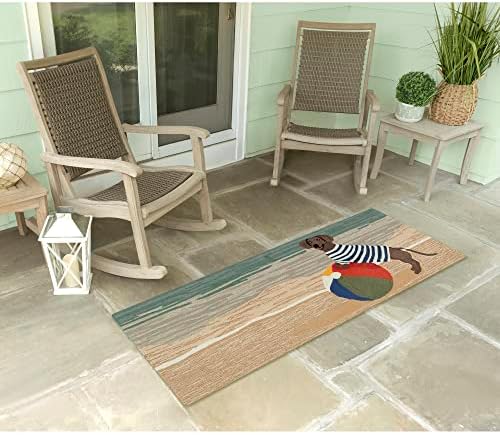 Liora Manne Frontporch Indoor Outdoor Rug - Novelty Design, Hand Hooked, Weather Resistant, UV Stabilized, Foyers, Porches, Patios & Decks, Coastal Dog, 2' x 5'