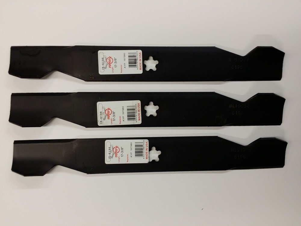Set de 3, hecho en EE. UU. Hoja para 137380, 532137380 50 "Cubierta, Craftsman, Poulan, Husqvarna, Wizard